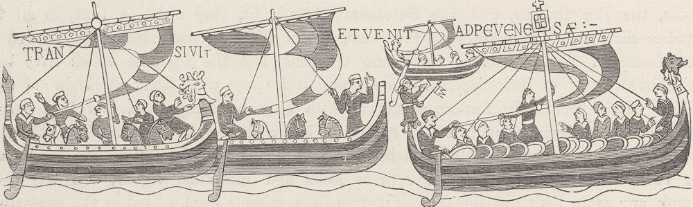 FRANCE. Ships of William the Conqueror (From the Bayeux tapestry)  1894 print